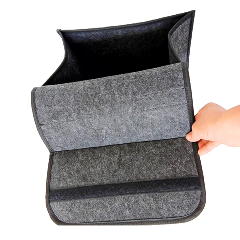 Car Folding Storage Bag For Felt Fabric Trunk Case Interior Accessories Solid Portable Stowing Tidying Container | Автомобили и