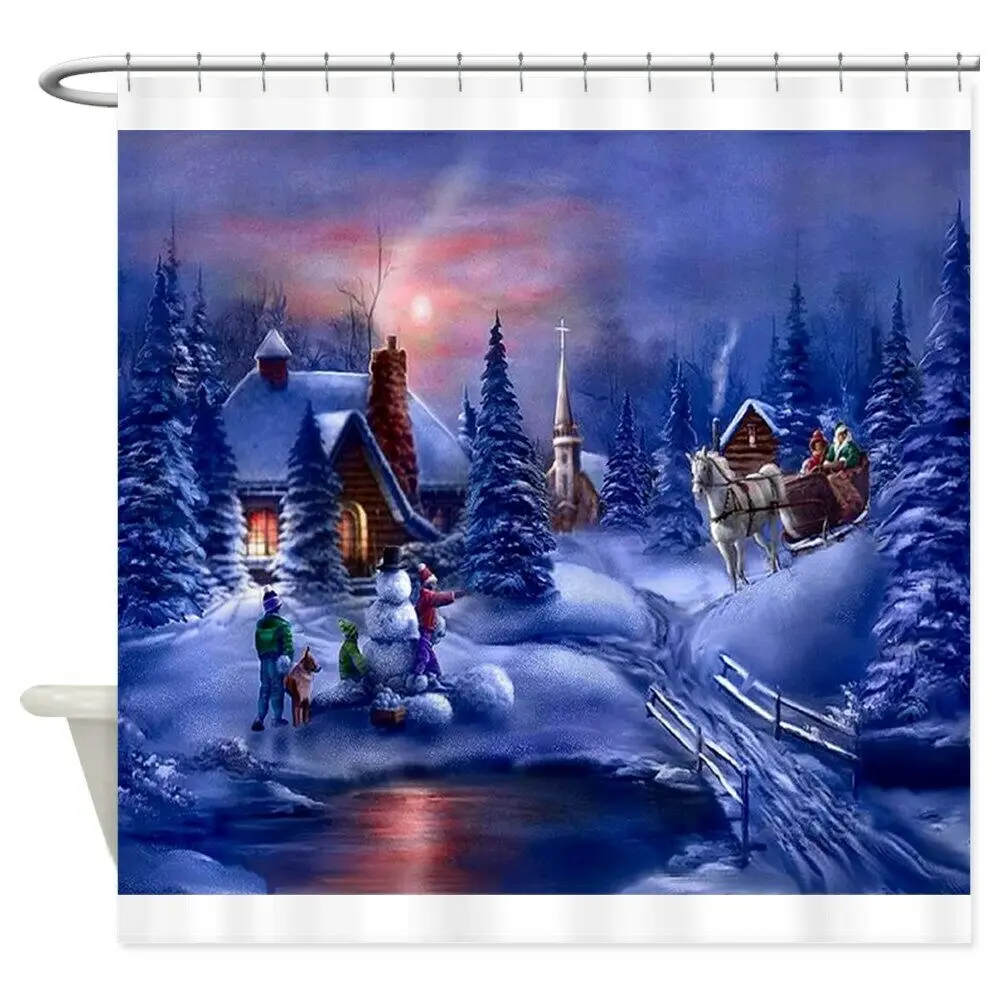 

Рождественская декоративная тканевая занавеска для душа