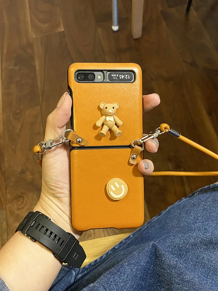 

Складной экран для Samsung Galaxy Z Flip casestereo с улыбающимся лицом подходит для шнурка