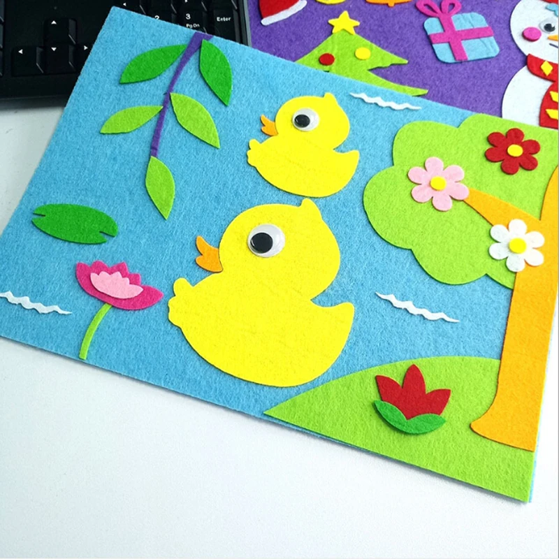 Милые DIY наклейки игрушки нетканый Войлок коллаж милые украшения s развивающие