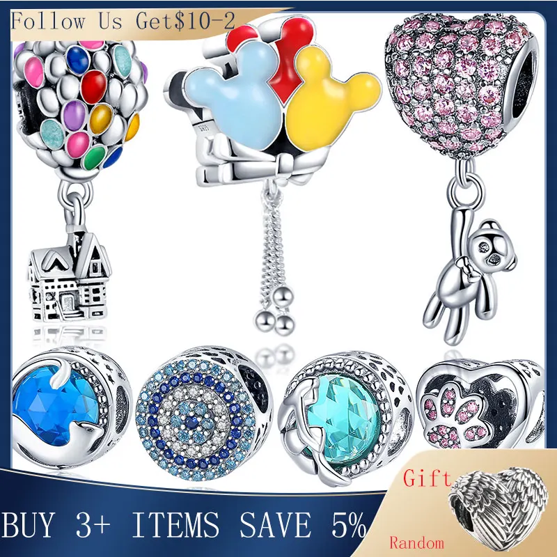 Лидер продаж шармы подвески из стерлингового серебра 100% пробы с воздушным шаром