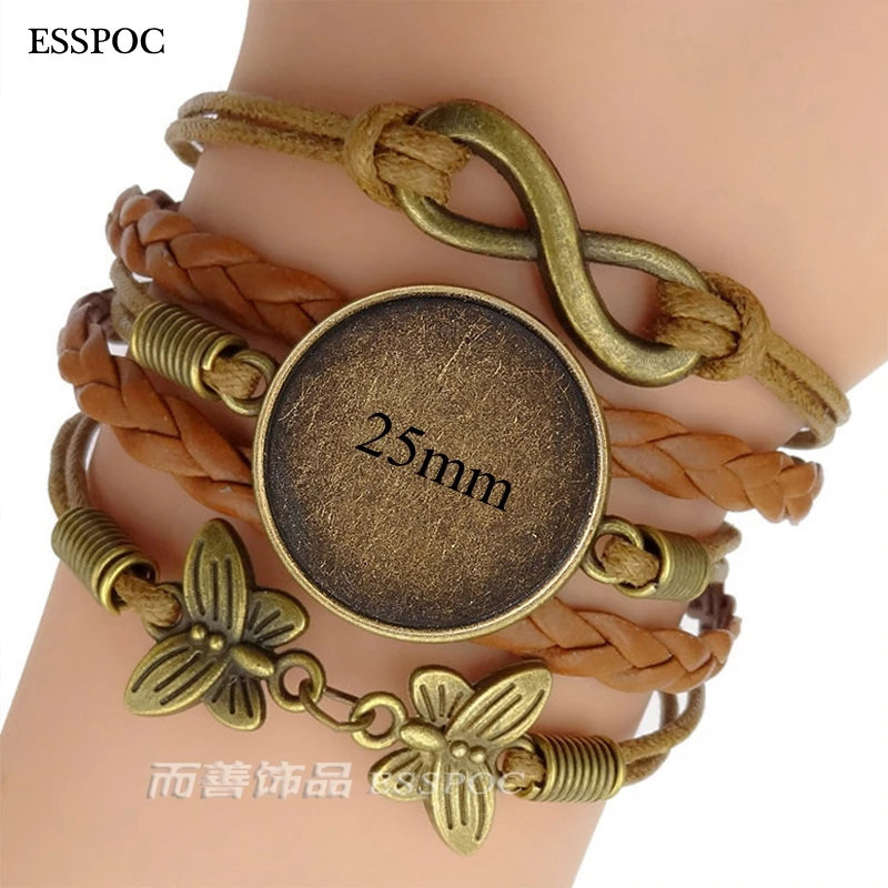 5 шт. многослойный кожаный браслет на запястье 25 мм|photo glass cabochons|jewelry makingglass cabochon |