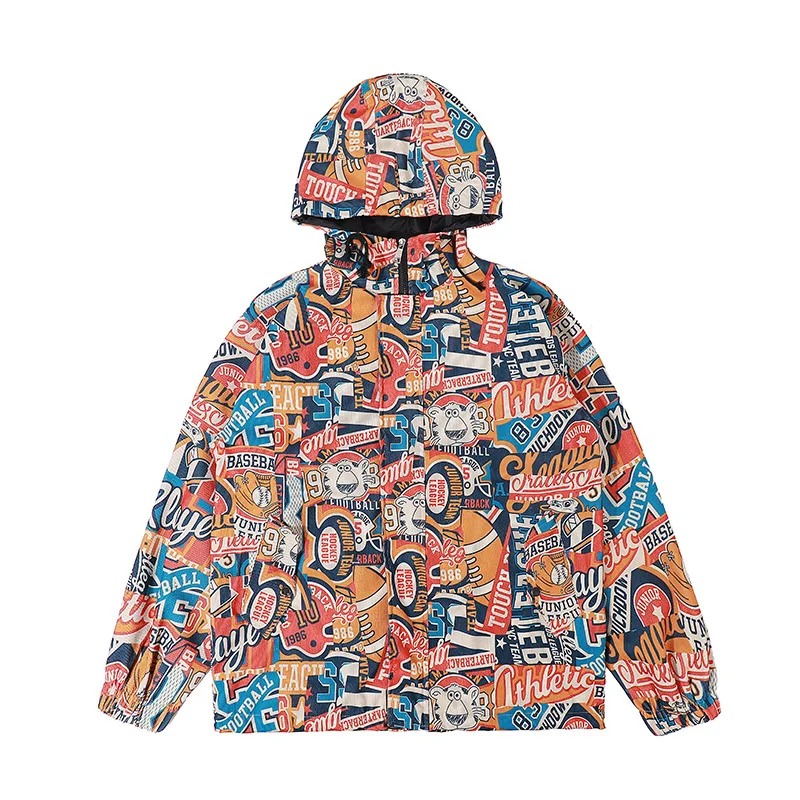 

Eucosm Fashion Printed Jacket Spring Autumn Coat Harajuku I Cool Jacket