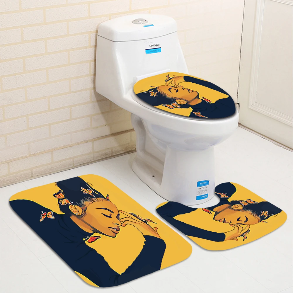 Желтая африканская танцевальная занавеска для душа с бабочками девушек