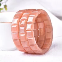 natural orange moonstone sunstone rectangle beads bracelet stretch gemstone women moonstone bracelet 10x10mm aaaaaa