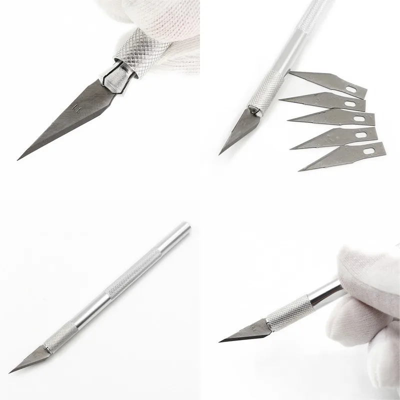 

6PCS Set Non-Slip Cutter Knives Metal Scalpel Knife Tools Kit