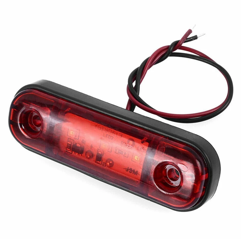 

4X Red 3 LED 3.4Inch Side Marker Light Lamp Truck Trailer Tail Light Signal Indicator Camper RV Waterproof 12V-24V