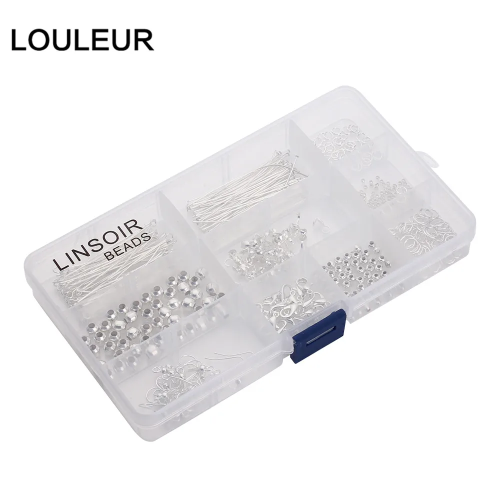 Silver LOULEUR Роза бусины золотистого цвета колпачки прыгающие кольца на голову шпильки для ушей Лобстер хлопки для ручной работы Diy ювелирных изделий - Цвет: Silver