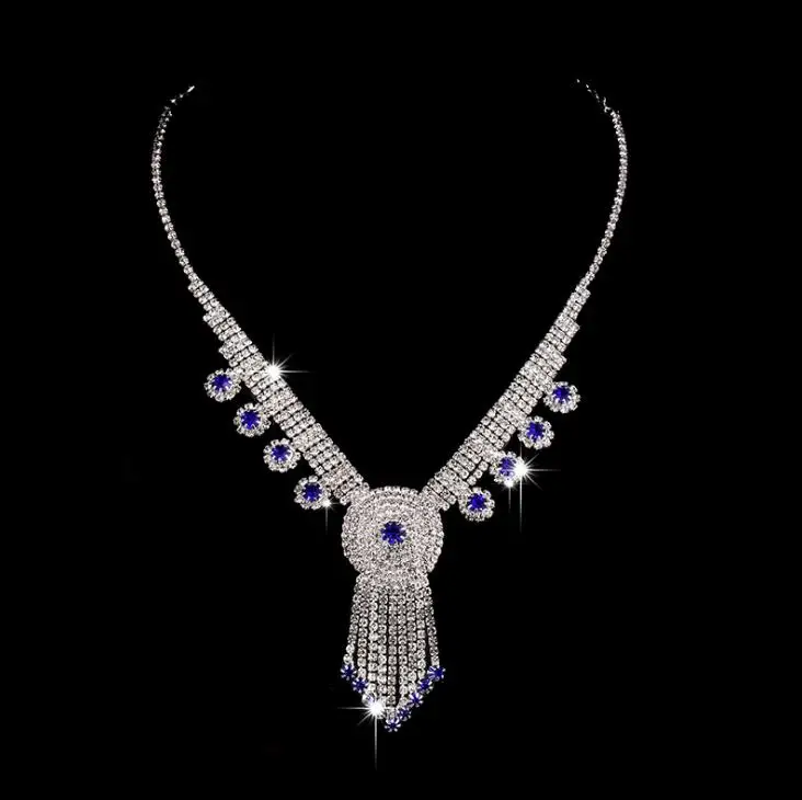 India Bride Girl Dance Accessory Woman Stage Performance Two Pieces Tassels Earrings+Necklace |
