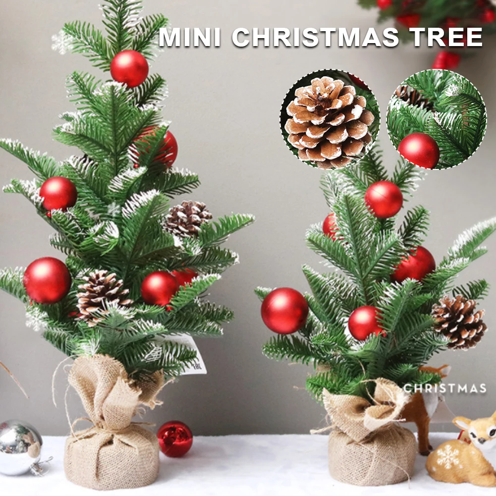 

40/50cm Mini Artificial Christmas Tree Desktop Pine Red Berries Tree for Christmas Party Holiday Home Shopping Mall Decoration