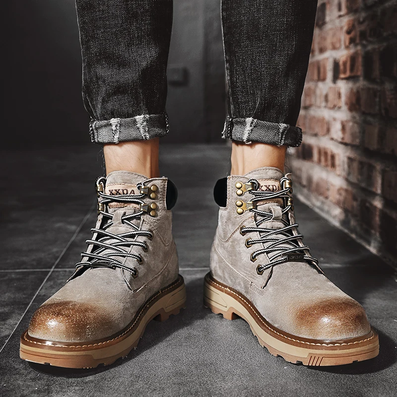 

CYYTL Boots for Men Outdoor Waterproof Non Slip Safety Work Shoes Warm Fur Casual Comfortable Leather Wear Hiking Bottes