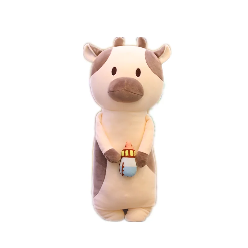 Nice Funny Milk Cow Holding Baby Bottle Plush Toys Staffed Kawaii Cattle Doll Soft Animal Nap Pillow Creative Gift for Kids Girl | Игрушки и