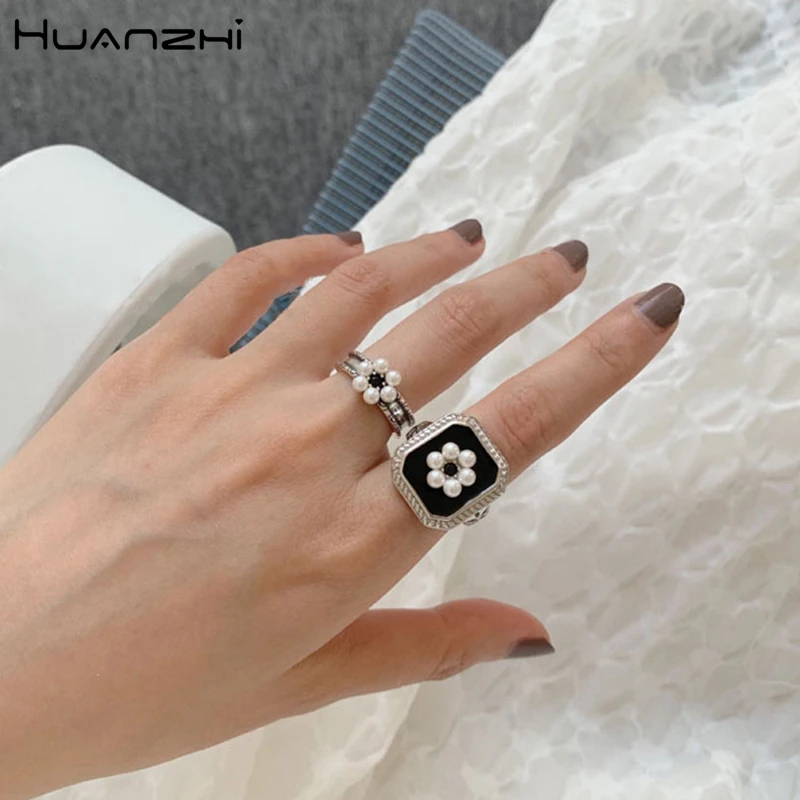 Кольца HUANZHI в Корейском стиле женские изысканные винтажные геометрические