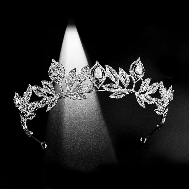 Fashion Silver Color Headband Handmade Zircon Crown Women Alloy Rhinestone Tiara Bride Wedding Hair Jewelry Accessories VL