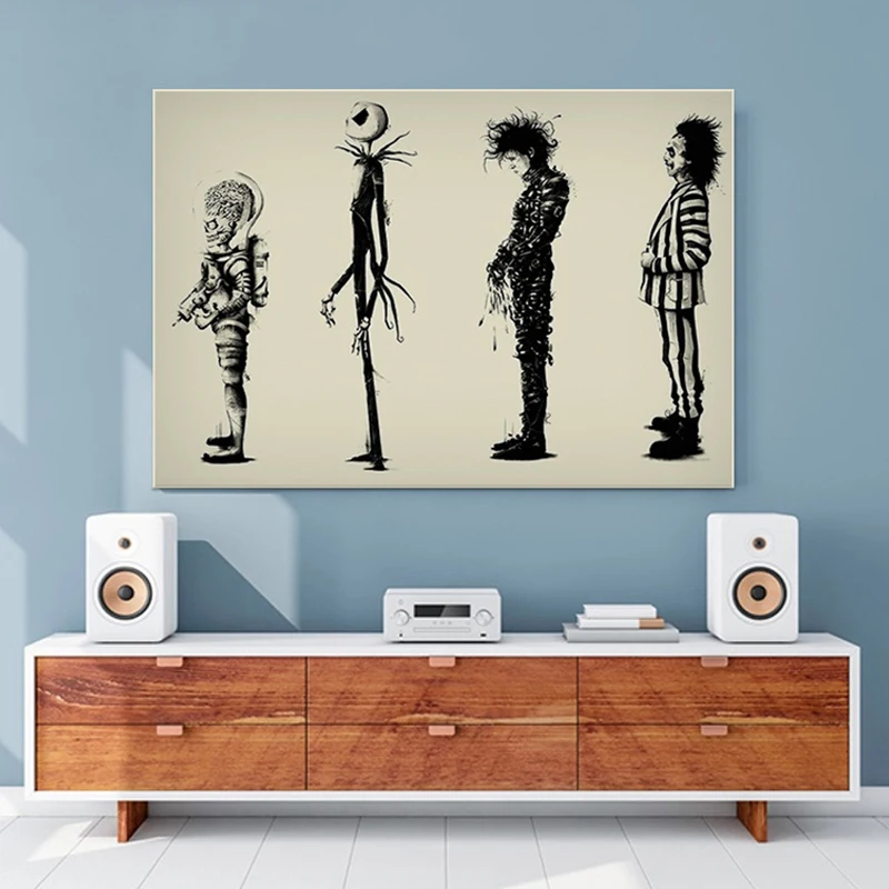 

Home Decor Canvas Painting Edward-Scissorhands Movie Print Posters Skull Figure Wall Art Pictures Modern Living Room Decor