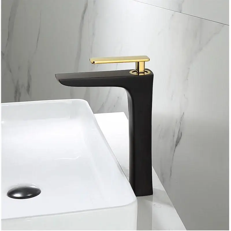 Смеситель для раковины в ванной комнате однотонный латунный белый и золотой