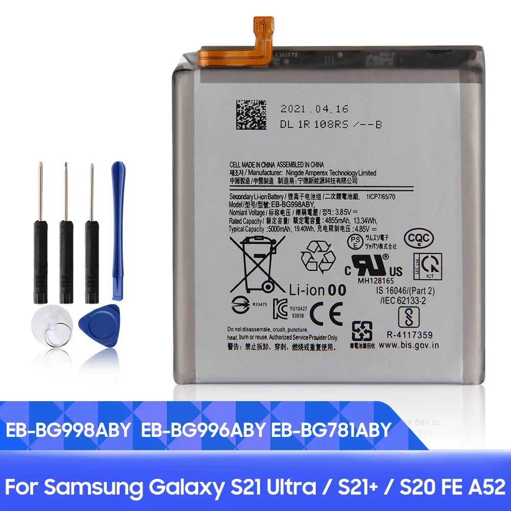 EB-BG998ABY de bater&iacute;a de tel&eacute;fono Original, EB-BG996ABY para Samsung Galaxy S20 FE A52 Galaxy S21 + Galaxy S21 Ultra, con herramientas, EB-BG781ABY-0