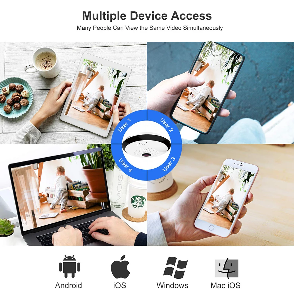 360 ° панорамная WiFi камера Внутренняя безопасность жилища ip-камера 960P hd-камера IR