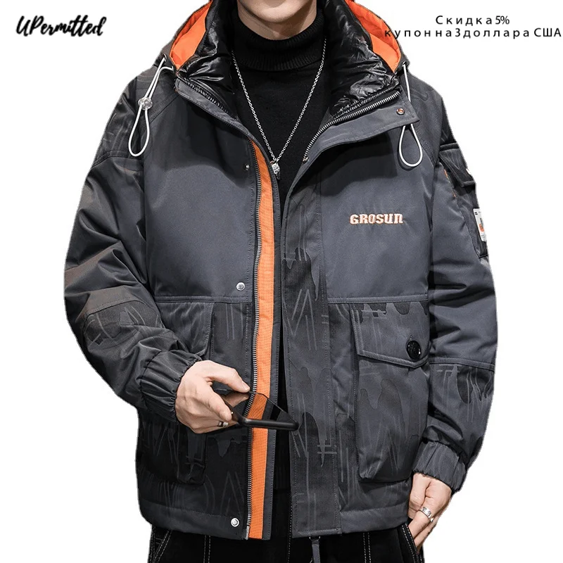 

2021 Men Winter Jackets Plush Thickened Padded Down Man Outdoor Coats Windbreaker Waterproof Skiing Parkas Camperas Streetwear