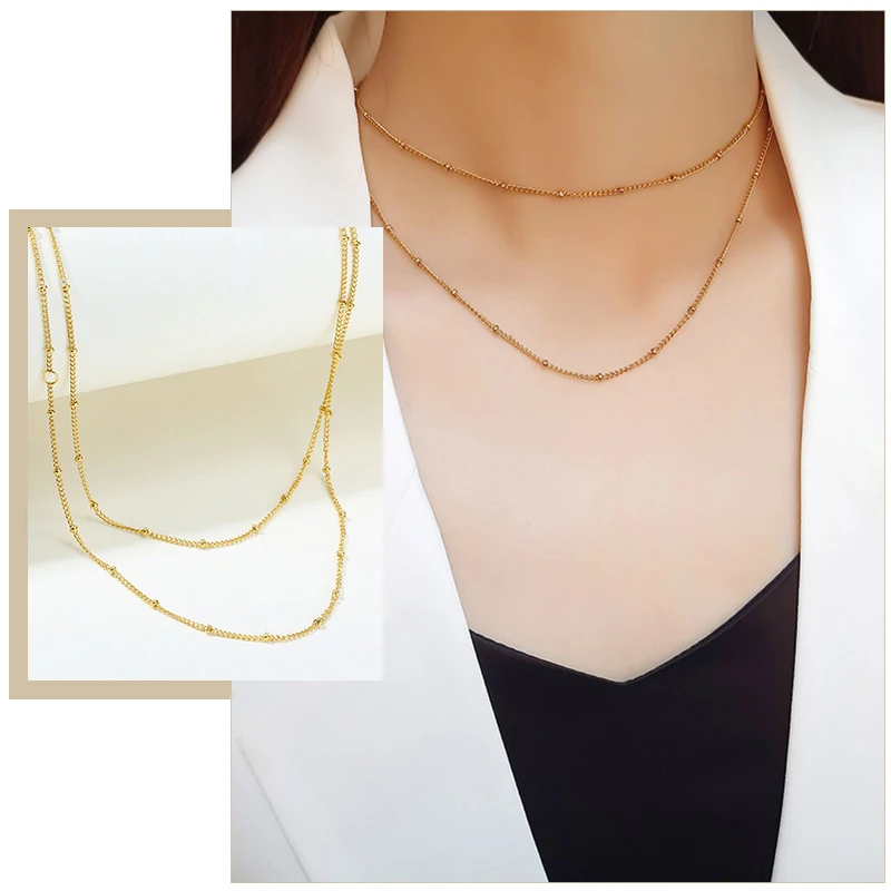 

Chic Double O Chain Choker Necklaces for Women Minimalist Stainless Steel Collar Gifts for Party Street Daily Wear Jewelry