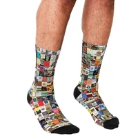 2021 men socks harajuku classic books socks personality printed happy hip hop novelty skateboard crew casual crazy socks