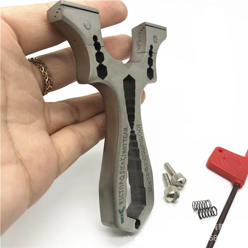 

Stainless Steel Wire Cut Slingshot with Flat Rubber Band Outdoor Shooting Hunting Sling Shot 2019 New