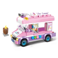 2022 new city mobile ice cream truck friends van car mini building blocks vehicles educational figures girl bricks children toys