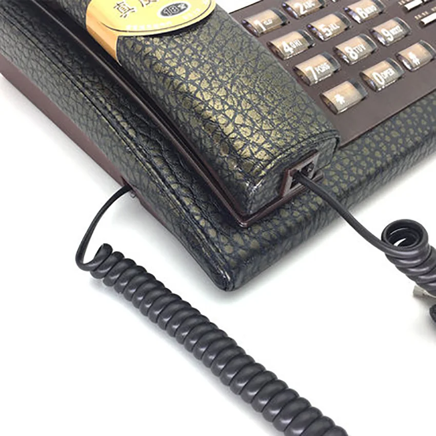 

Leather Corded Telephone, Hands-Free Calling, LCD Backlit Display, Adjustable Volume, Wired Landline Phone for Home/Hotel/Office