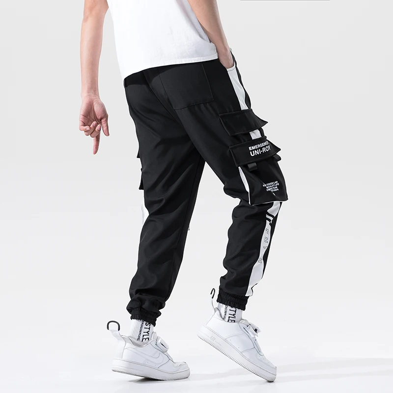 

2021 New Hip Hop Joggers Cargo Pants Men Harem Pants Multi-Pocket Ribbons Man Sweatpants Streetwear Casual Mens Pants S-5XL