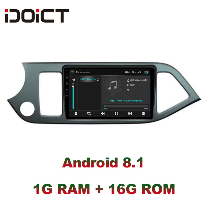 IDOICT Android 8 1 автомобильный DVD плеер GPS навигация Мультимедиа для KIA PICANTO Morning 2011 2014
