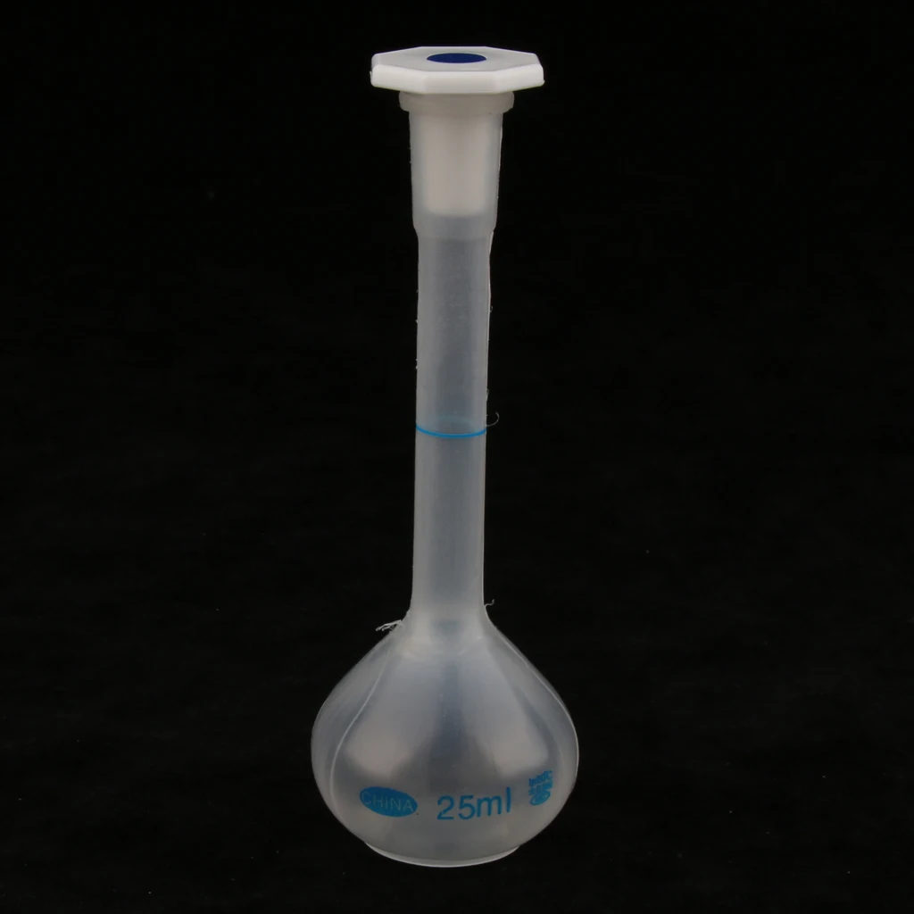 

2 Pieces Laboratory 25ml Plastic Clear Long Neck Volumetric Measuring Flask,