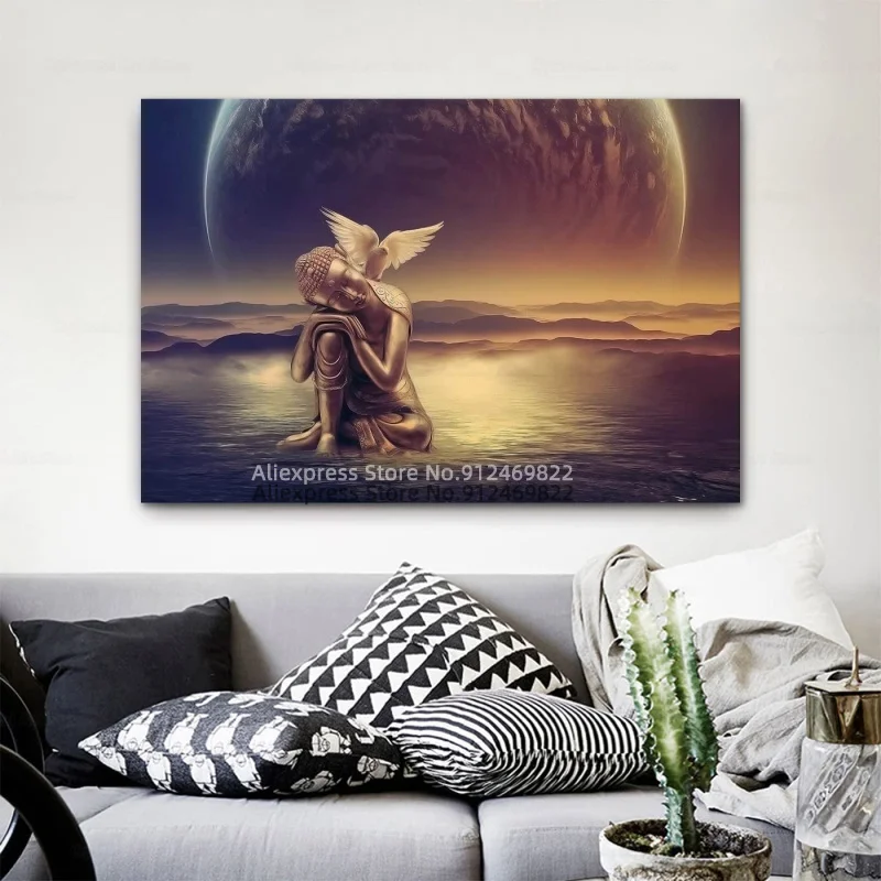 Картины на холсте с изображением Будды Сата воде мира голубя плакат и принты