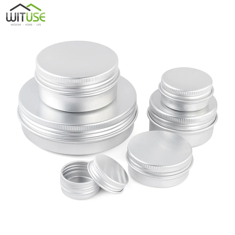 

20pcs 5g 10g 15g 30g 50g 100g aluminum cream jar tin cosmetic lip balm containers nail derocation crafts pot refillable bottle