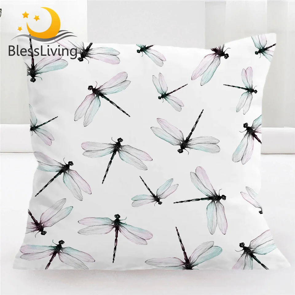 

Чехол для подушки blesslife Dragonfly простой белый декоративный чехол для подушки светло-зеленый розовый чехол для подушки 45*45 домашний Kussenhoes