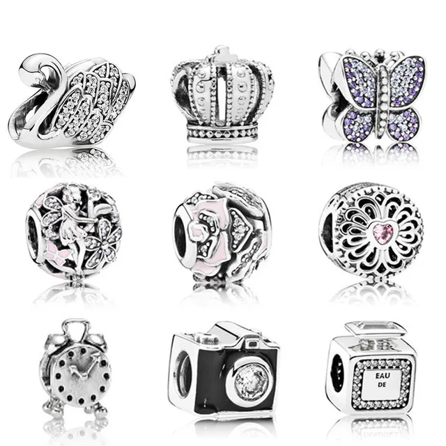 

Новинка, 100% Подлинная зеркальная Серебряная ретро-камера, будильник, браслет с бусинами, браслет «сделай сам», оптовая продажа с фабрики