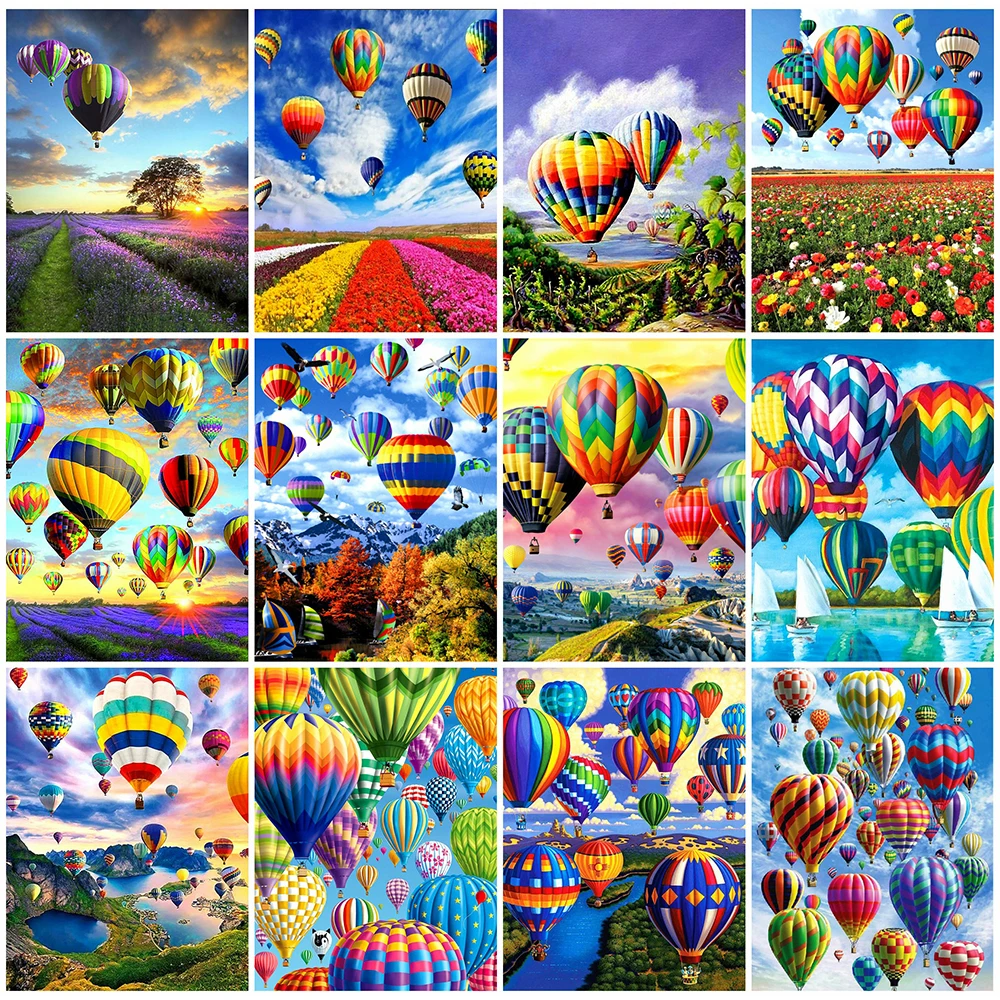 

MomoArt 5D DIY Diamond Painting Balloon Full Square Diamond Mosaic Scenic Picture Rhinestones Embroidery Flower Decor For Home