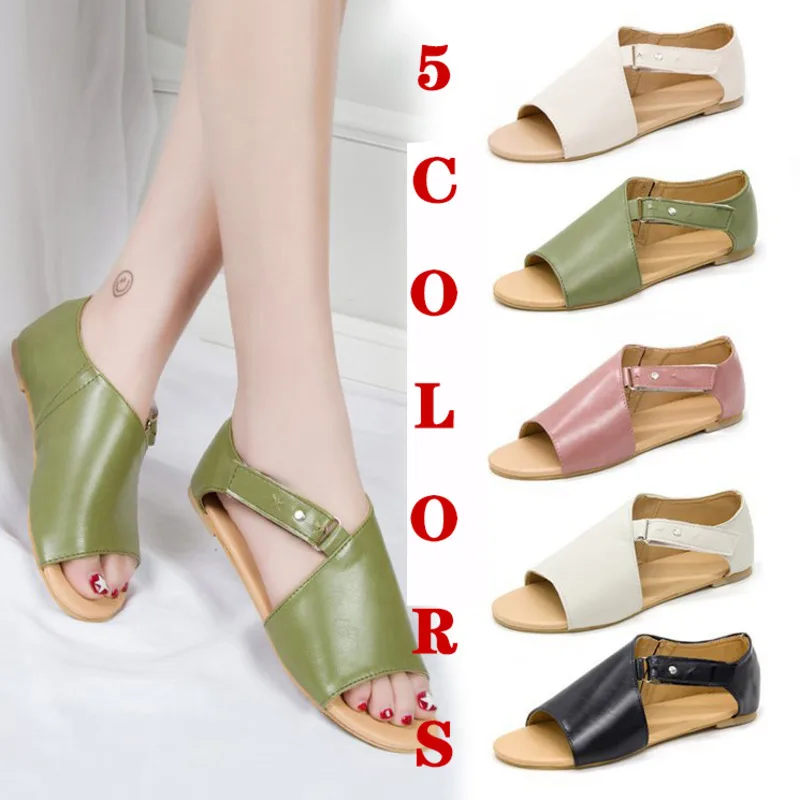 

flat women's sandals peep toe summer shoes for women hollow out gladiator casual soft ladies shoes woman sandalies