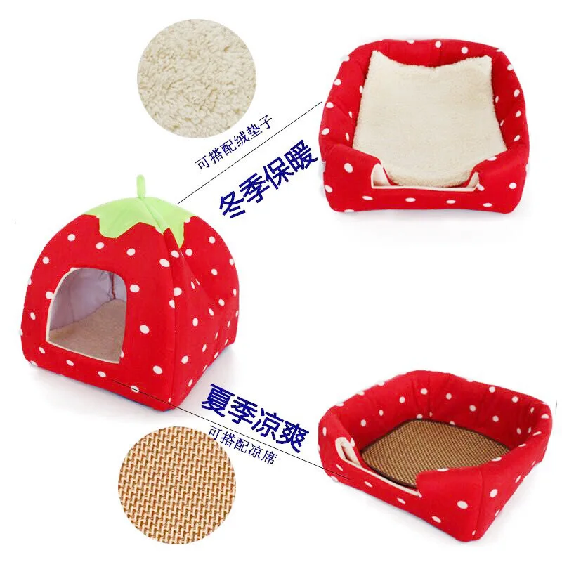 

Soft Strawberry Pet Dog Cat House Kennel Tent Fashion Puppy Warm Bed House Cave Nest for Dog Cat Pet Products