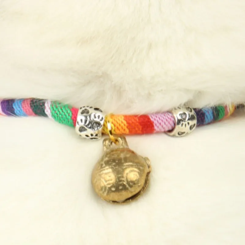 

Pet Adjustable Pet Dogs Cats Collar Dogs Cats Collar Dogs Pure Handmade Copper Bell National Style Cute Pets Collars Dog And Cat