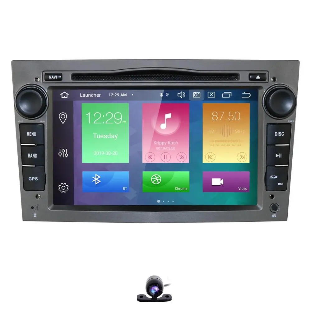 grey HD 1024*600 OctaCore Android 9,0 автомобильный магнитофон gps dvd-плеер для Opel Astra H Vectra Corsa Zafira B C G поддержка OBD2 4G+ 64G - Цвет: grey