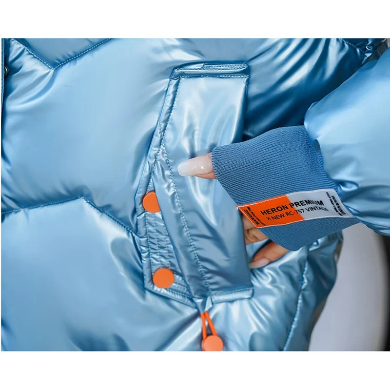 Блестящее хлопковое пальто женская длинная новая зимняя парка куртка модная