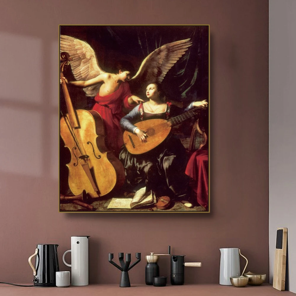 Дева Мария и ангелы известные на холсте картина каллиграфия Искусство домашний