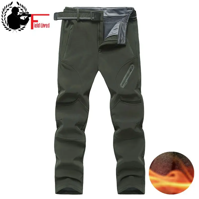 Мужские зимние теплые брюки карго зеленые длинные флисовые брюки|cargo pants|military