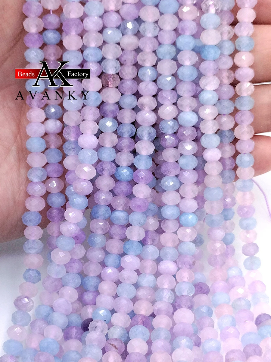 

Natural Faceted Amethysts Quartz Stone Beads Lavender Quartz Aquamarine for Jewelry Making DIY Necklace Bracelet 15'' 4x6mm