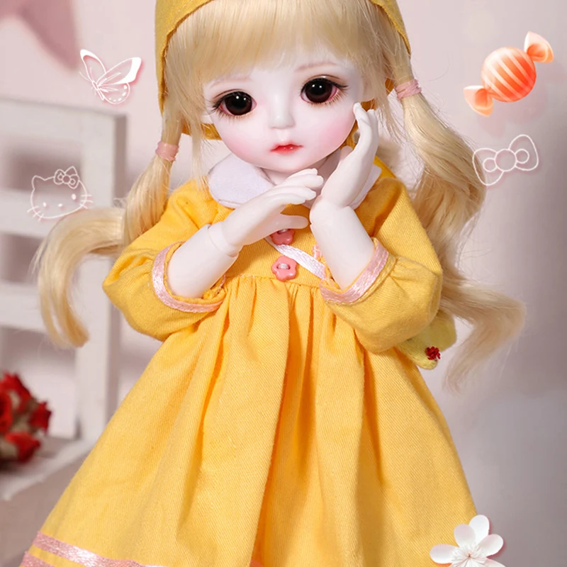 

1/3 BJD Doll Clothes Fashion Yellow Cute 1/6 Dolls Clothes Set Have Skirt Hat Bag Beauty Girls DIY Toy Accessories For 1/8 Doll