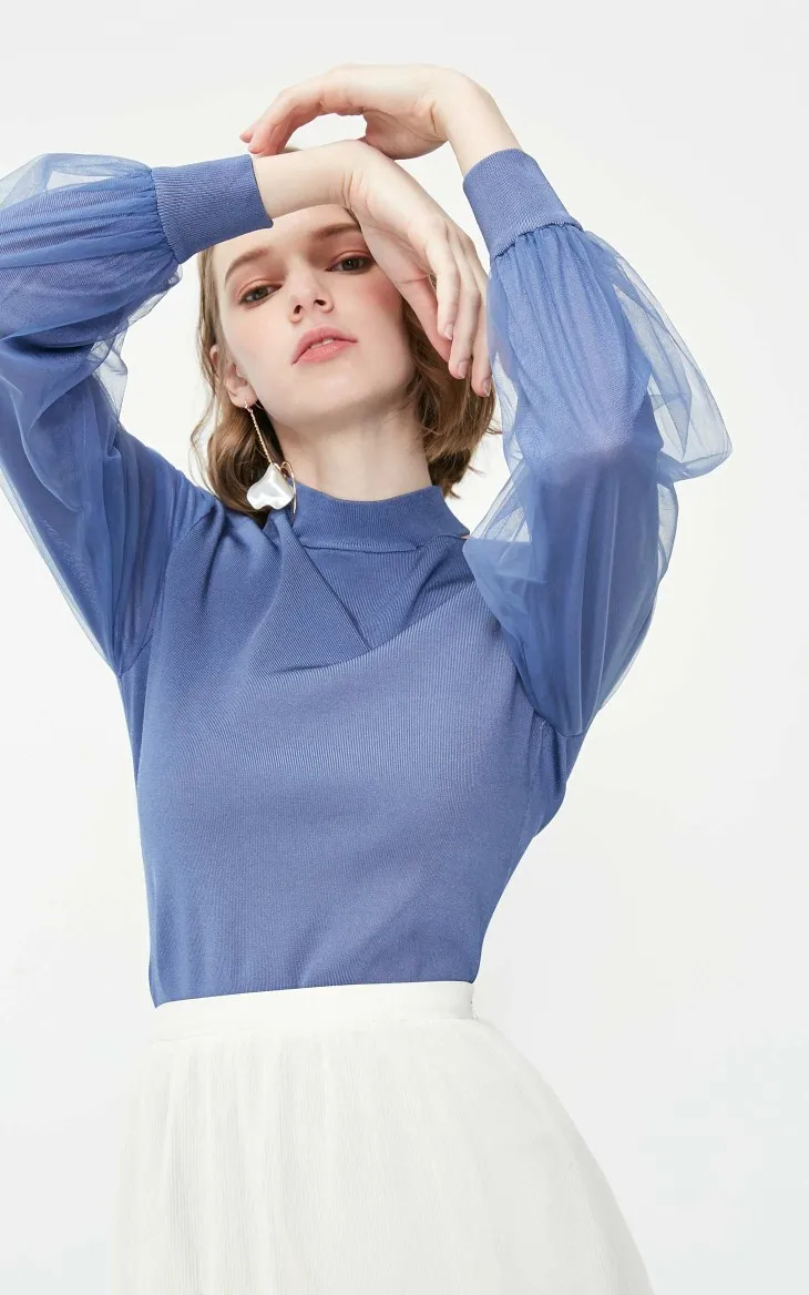 Vero Moda женский гаузи воздушный шар рукава сзади шеи лента вязаный Топ | 319124527