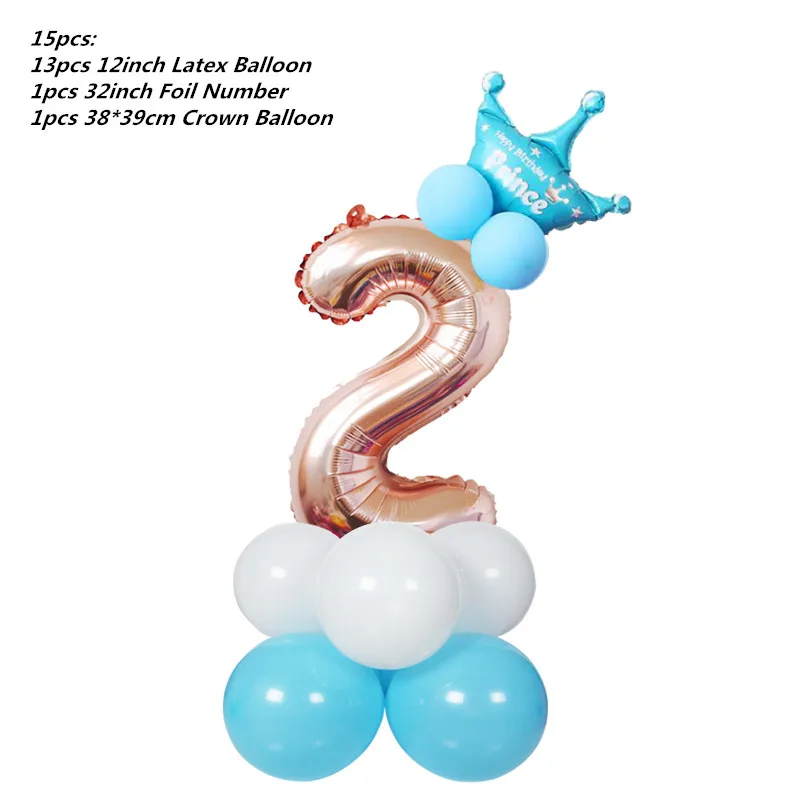 blue 2 set Счастливые шляпы для празднования первого дня рождения, декоративная крышка, один праздничный колпак, корона принцессы, 1-й 2-й 3-й год, детский аксессуар для волос - Цвет: blue 2 set