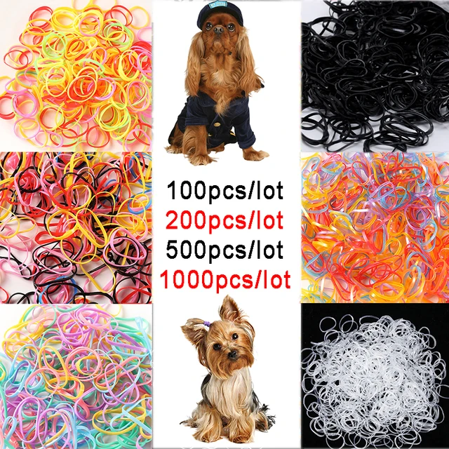 1000/500 PCS Colourful Ring Rubber Bands Pet Dog Hair Elastic Bows Grooming Accessories For Small Dog Supply 1