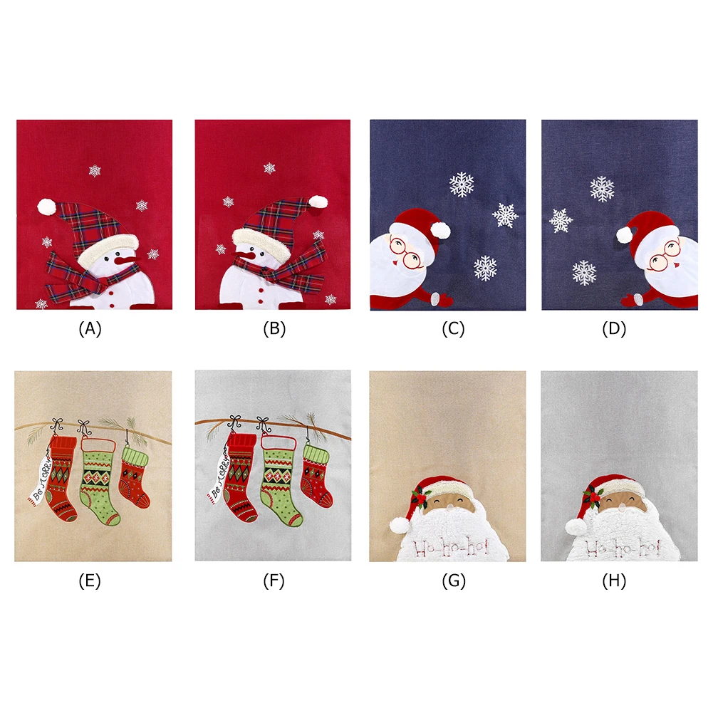 

Chair Seat Cover Christmas Snowman Old Man Printed Chair Cover Hat Family Restaurant Christmas Decorations chair cover