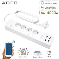 aofo smart power strip surge protector voice individual control work with alexa google home remote control via smart phone app